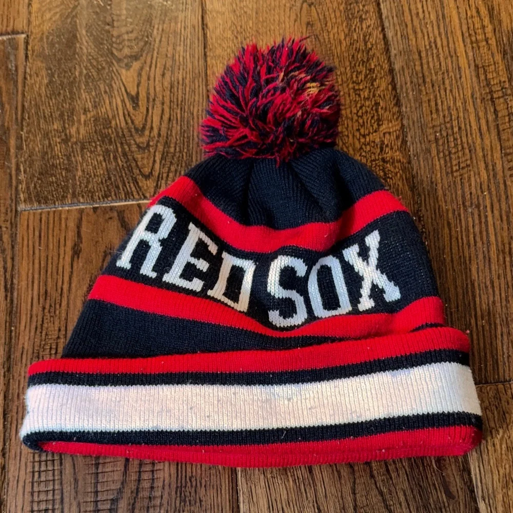 New Era Red Sox Pom Beanie - Red and Blue One Size Fits Most